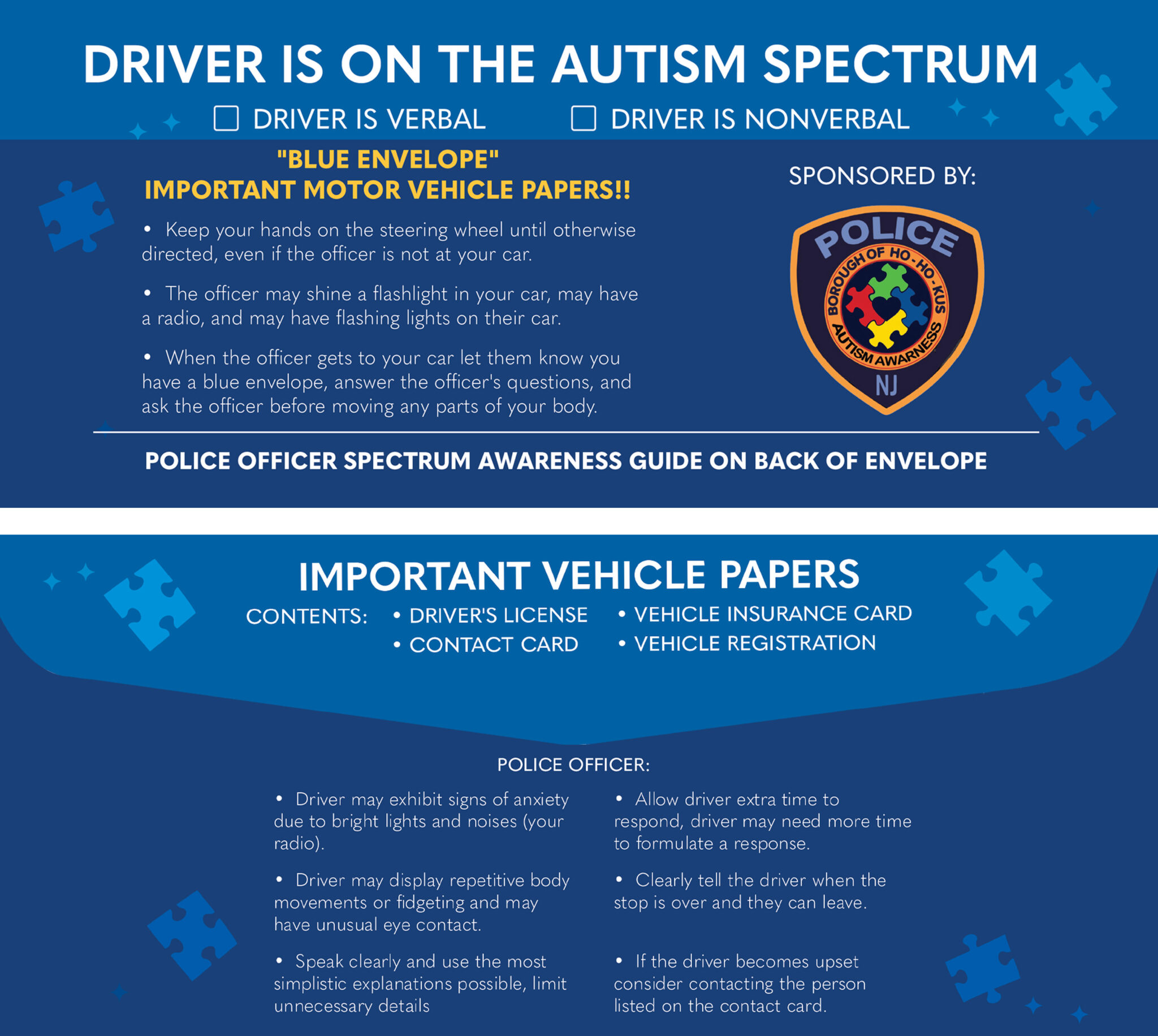 Blue Envelope Program HoHoKus Police Department